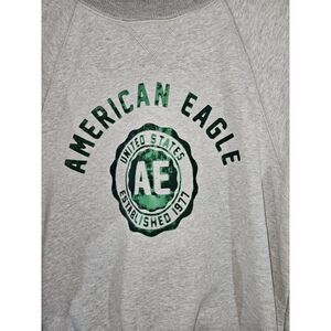 American Eagle Sweater Women Extra Small‎ Gray Crew Neck Oversized Retro Velvet